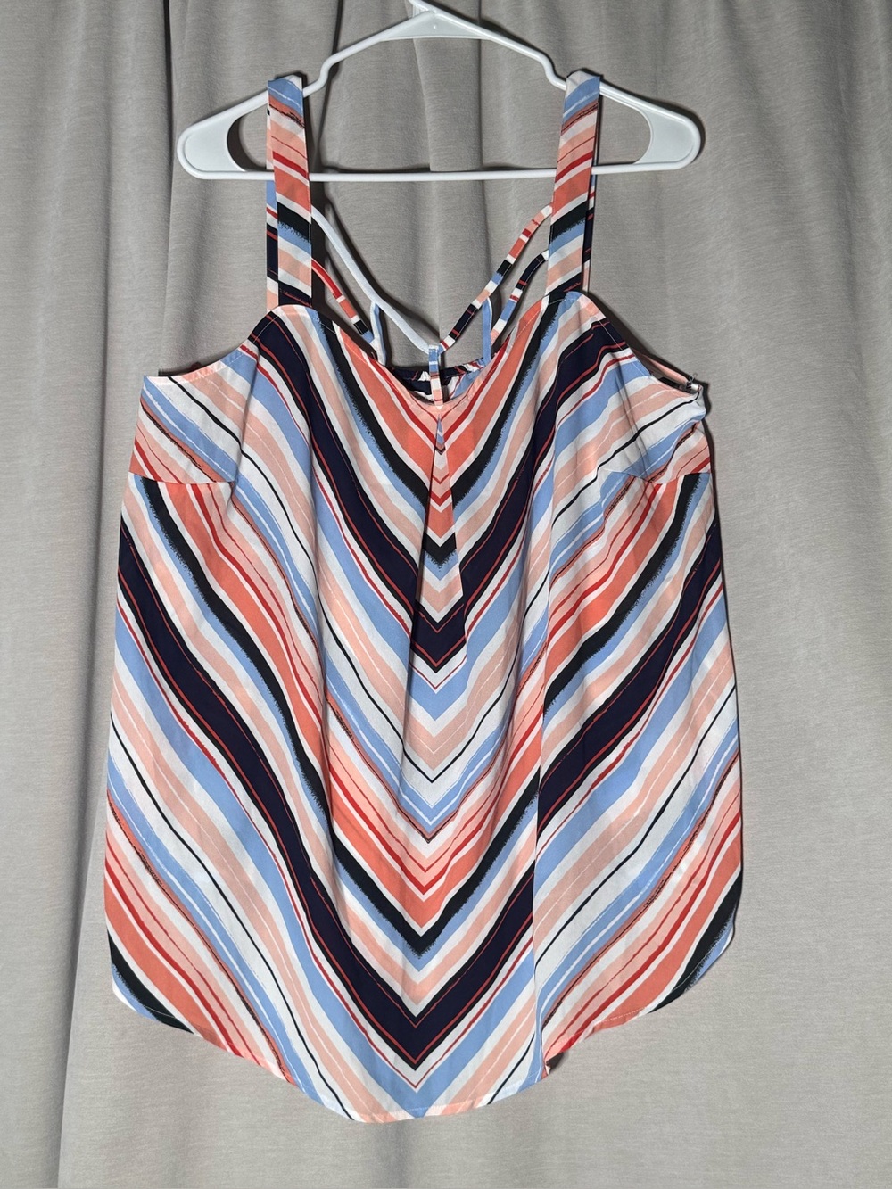 Maurices Plus Size 0 Chevron Stripe Cross Back Tank Top Multi-Color